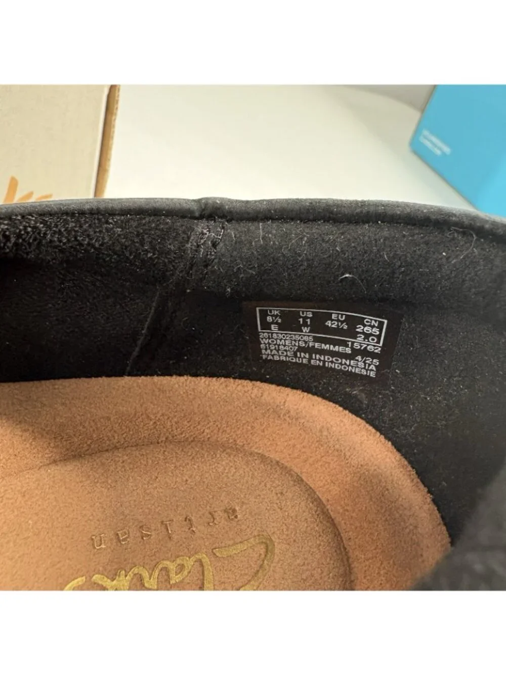 Clarks Artisan Women 11W Black Leather Comfort Slip On Certina Rose Loafers